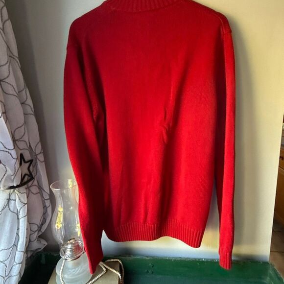 Vintage chaps Nordic moose quarter zip sweater men’s size large red holiday - Picture 5 of 8